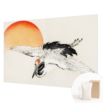 Large wallpaper mural featuring an elegant crane design