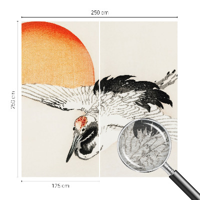 Large wallpaper mural featuring an elegant crane design