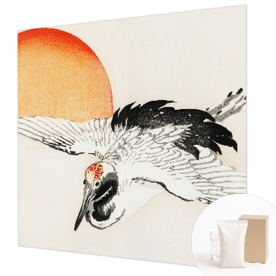 Large wallpaper mural featuring an elegant crane design