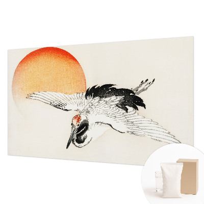 Large wallpaper mural featuring an elegant crane design