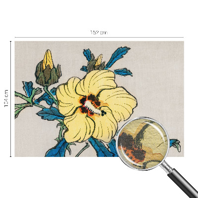 Large wallpaper mural with a yellow flower design