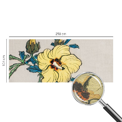 Large wallpaper mural with a yellow flower design