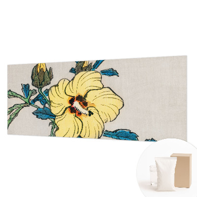Large wallpaper mural with a yellow flower design