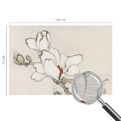 Custom size wall mural with a delicate magnolia design