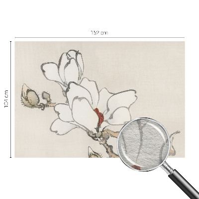 Custom size wall mural with a delicate magnolia design