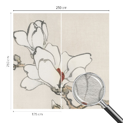 Custom size wall mural with a delicate magnolia design