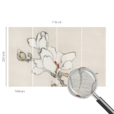 Custom size wall mural with a delicate magnolia design