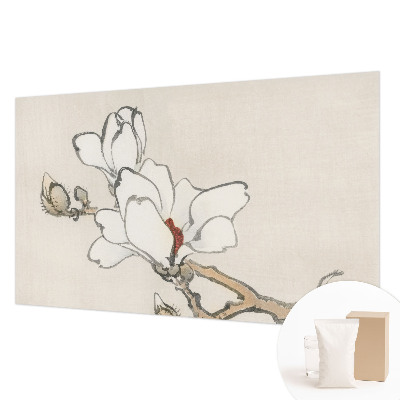 Custom size wall mural with a delicate magnolia design