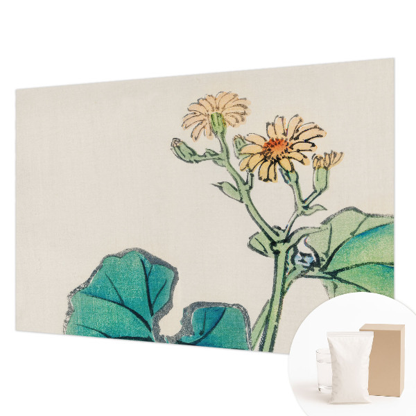 Modern wall mural with a floral and leafy design