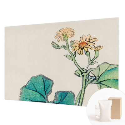 Modern wall mural with a floral and leafy design