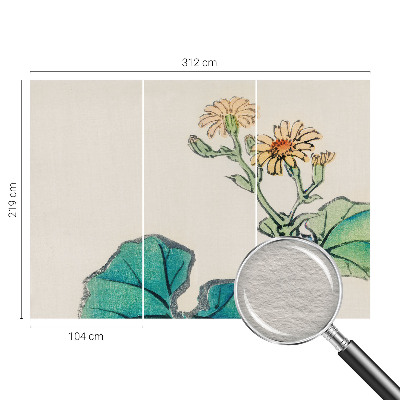 Modern wall mural with a floral and leafy design
