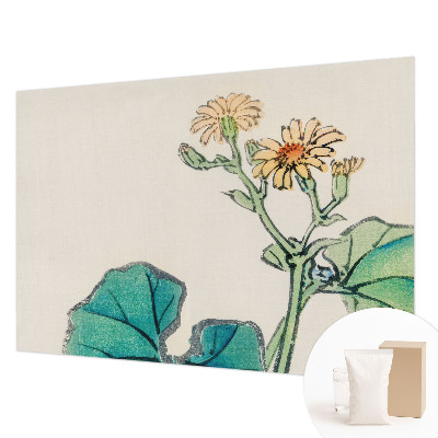 Modern wall mural with a floral and leafy design