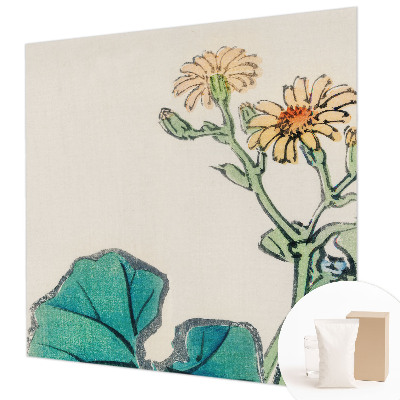 Modern wall mural with a floral and leafy design