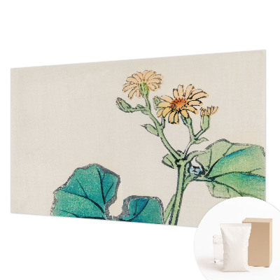 Modern wall mural with a floral and leafy design