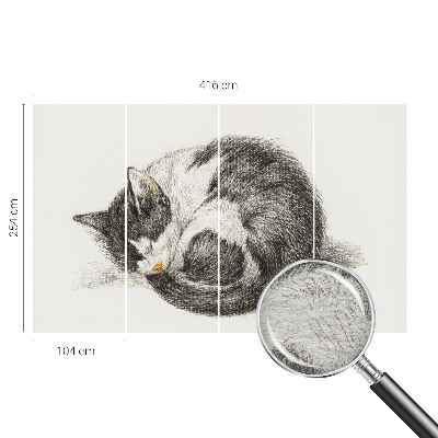 Modern wall mural for bedroom featuring an adorable kitten design