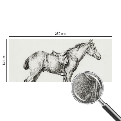 Modern wall mural for living room with a sketch of a horse
