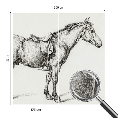 Modern wall mural for living room with a sketch of a horse