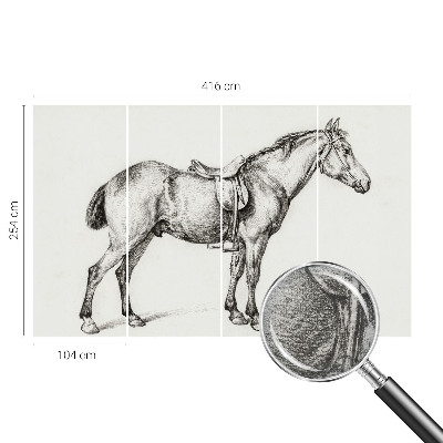 Modern wall mural for living room with a sketch of a horse