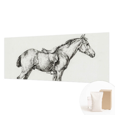 Modern wall mural for living room with a sketch of a horse