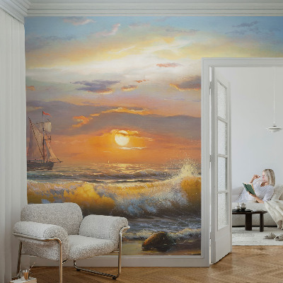 High quality wall mural wallpaper featuring a panoramic sea view