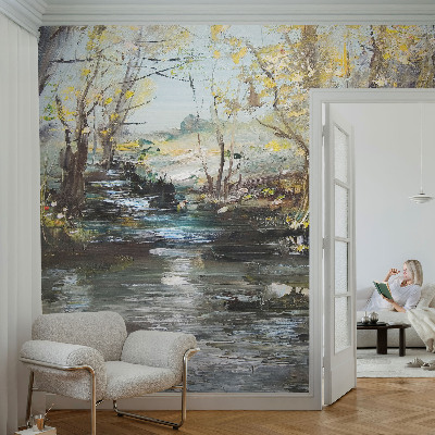 High quality photo wallpaper featuring a forest stream scene