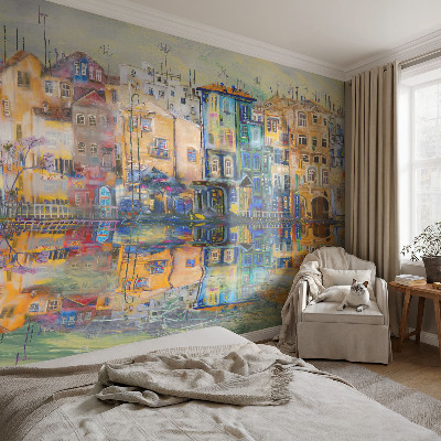 Premium wall mural for bedroom featuring a magical city design