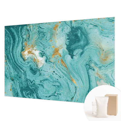 Non-woven wall mural with a sea waves design