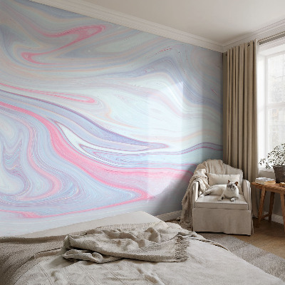 Non-woven photo wallpaper with a pastel swirl design