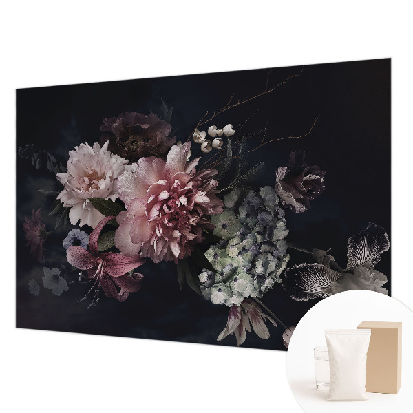 Wallpaper mural with a floral arrangement design