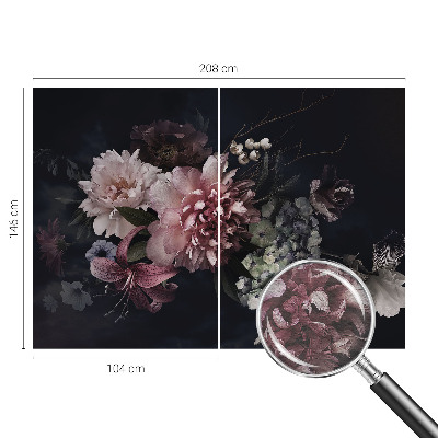 Wallpaper mural with a floral arrangement design