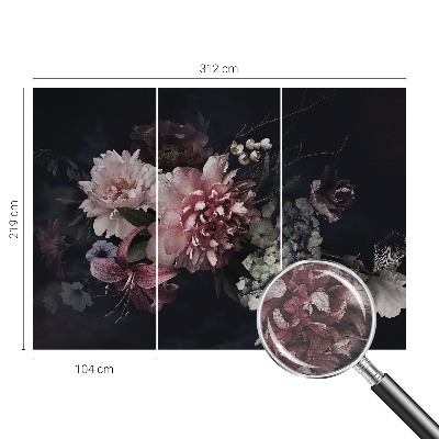 Wallpaper mural with a floral arrangement design