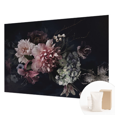 Wallpaper mural with a floral arrangement design