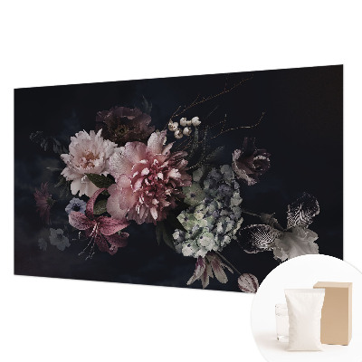 Wallpaper mural with a floral arrangement design