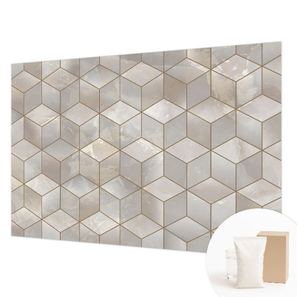 Large wall mural with a geometric mosaic design