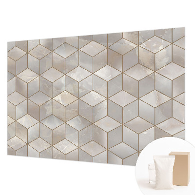 Large wall mural with a geometric mosaic design