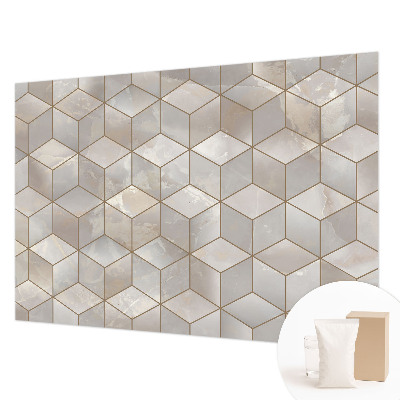 Large wall mural with a geometric mosaic design