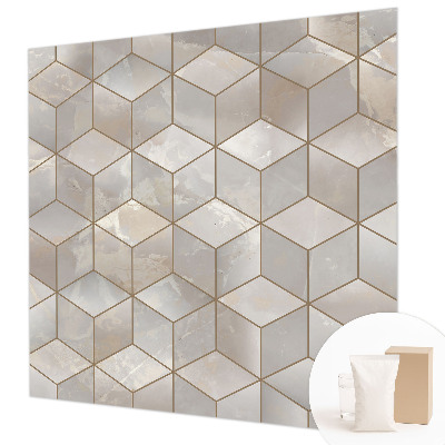 Large wall mural with a geometric mosaic design