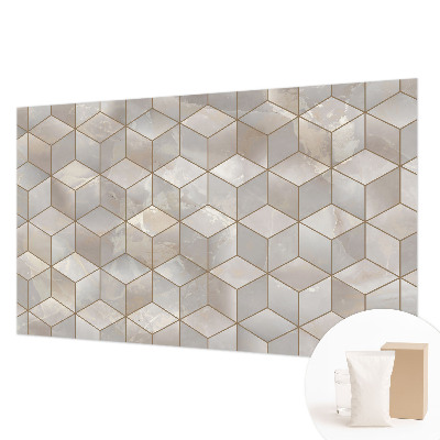 Large wall mural with a geometric mosaic design