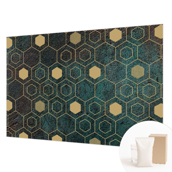 Large wall mural wallpaper with a geometric hexagon pattern