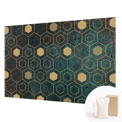 Large wall mural wallpaper with a geometric hexagon pattern