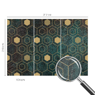 Large wall mural wallpaper with a geometric hexagon pattern