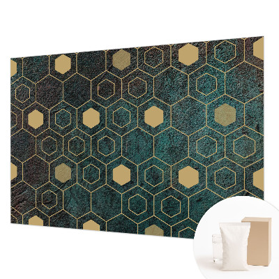 Large wall mural wallpaper with a geometric hexagon pattern