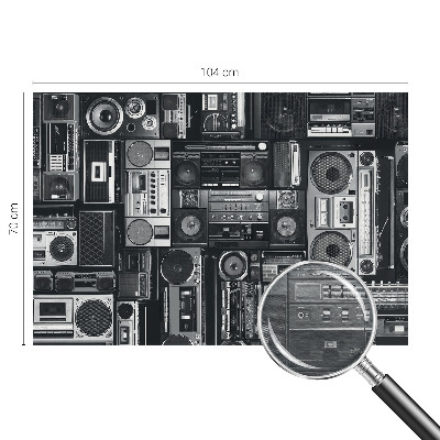 Modern wall mural for bedroom featuring a retro radio design