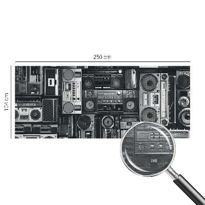 Modern wall mural for bedroom featuring a retro radio design