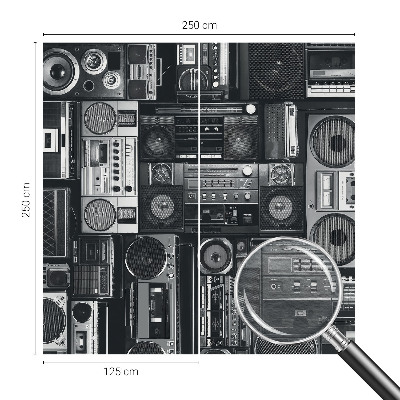 Modern wall mural for bedroom featuring a retro radio design