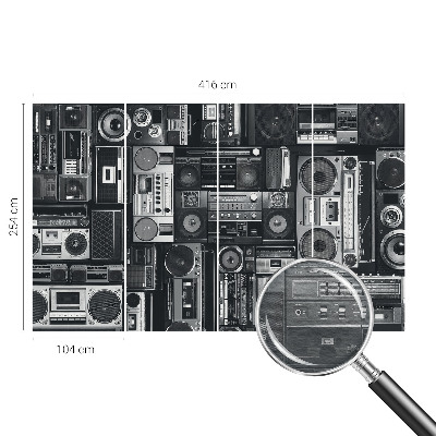 Modern wall mural for bedroom featuring a retro radio design