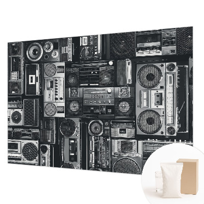 Modern wall mural for bedroom featuring a retro radio design