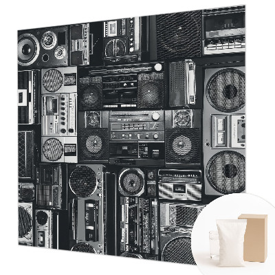 Modern wall mural for bedroom featuring a retro radio design