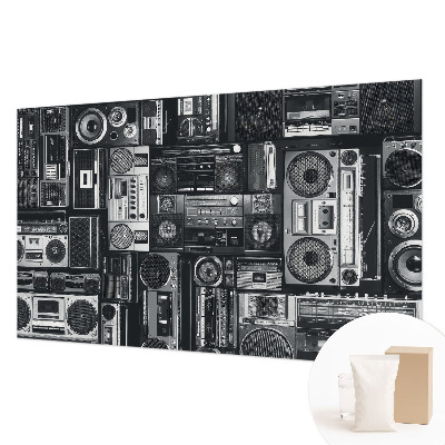 Modern wall mural for bedroom featuring a retro radio design