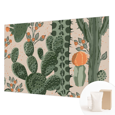 High quality wall mural wallpaper with a green cactus design